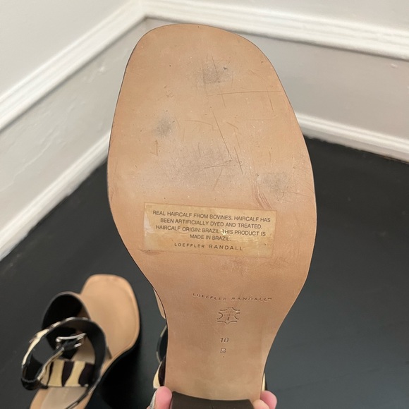 Loeffler Randall Maisy Sandals | Tan Leather & Striped Calf Hair Heels | US 10 - Picture 6 of 8